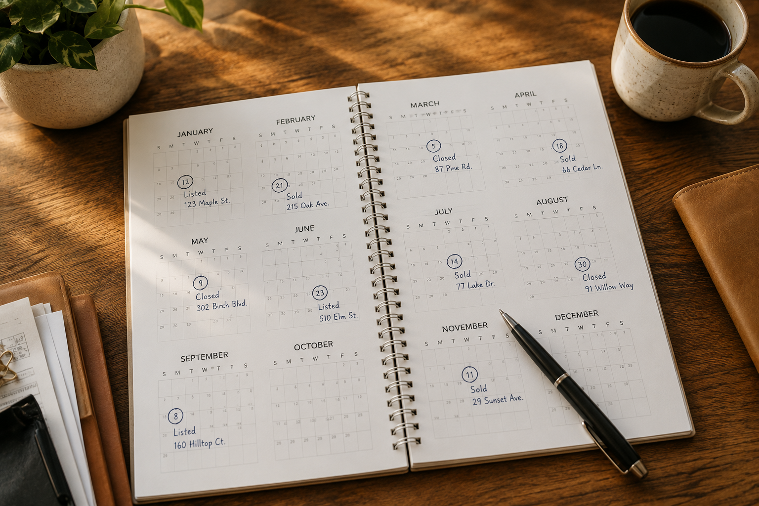 A calendar showing home sale dates spanning several months used to find older comparable sales